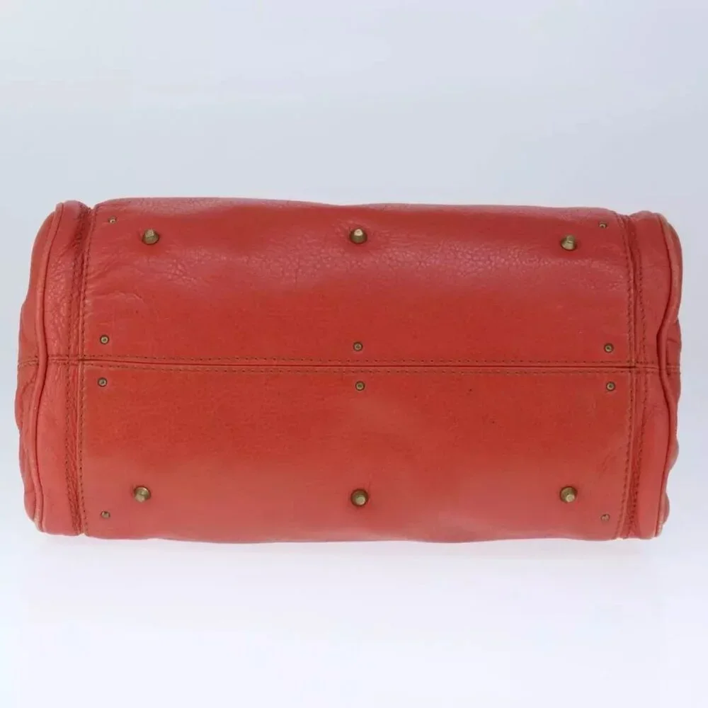 Chloe Paddington Hand Bag Leather Red Gold Silver Auth - Picture 10 of 16